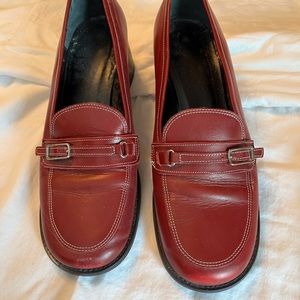 Coach authentic red leather loafer shoes